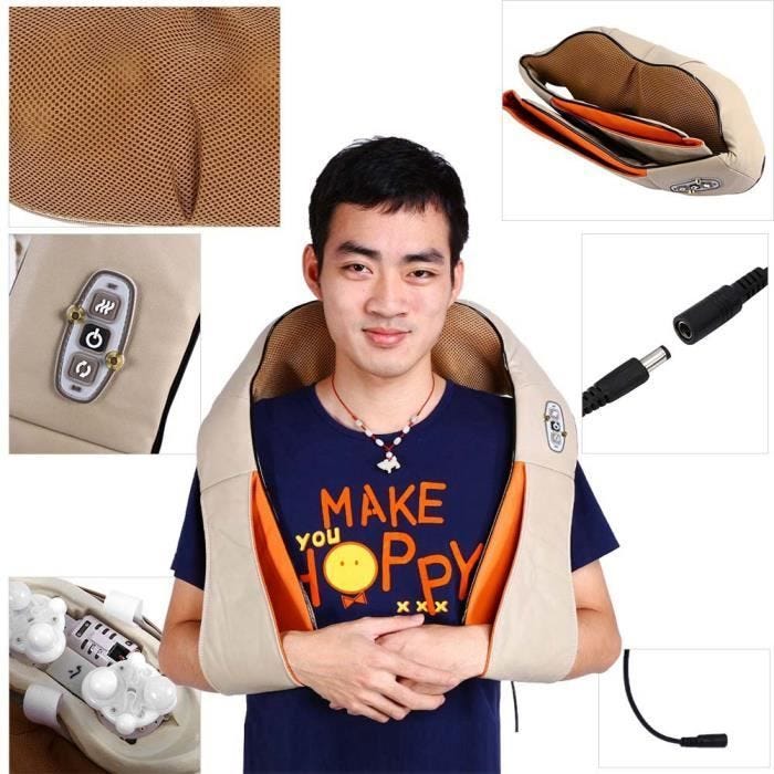 Masseur à Epaule et Cou avec Shiatsu Coussin Chauffant avec 8 Têtes de Massage pour Epaules Dos et Cervical-XIO