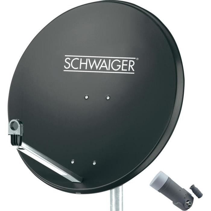 Parabole 80 cm - SCHWAIGER - Single-LNB - Gris