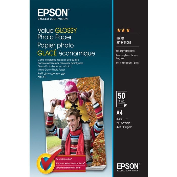 epson value glossy photo paper a4 50sheet noirCartouche Impression de photos au quotidienQu’il s’agisse de clichés de vacances,