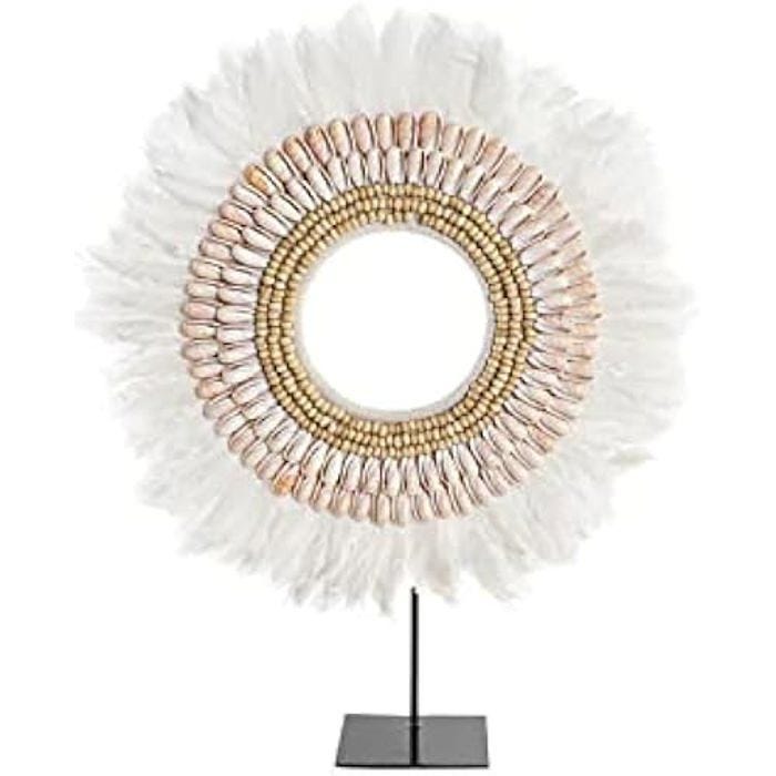 Figurine décorative - DKD HOME DECOR - Standard - Couleur blanche - Fer et plume - 16x62x57 cm