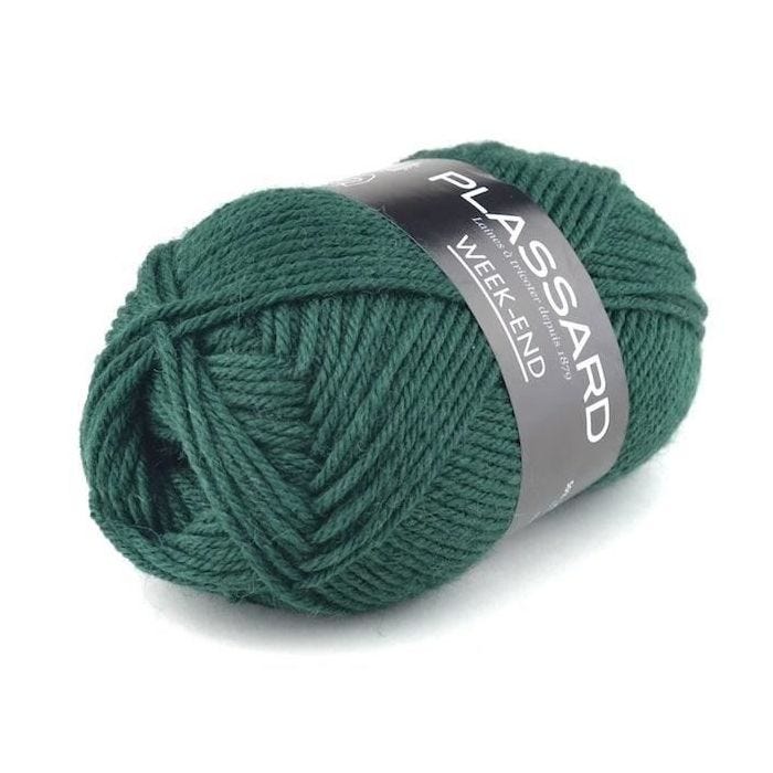 Laine à tricoter - PLASSARD - Week End 0076 - Vert sapin - 50% Laine - Fabriqué en Italie