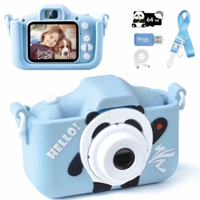 Appareil photo pour enfants, double caméra, version rechargeable de 2,0 pouces, avec carte SD de 32 Go, cadeau de Noël