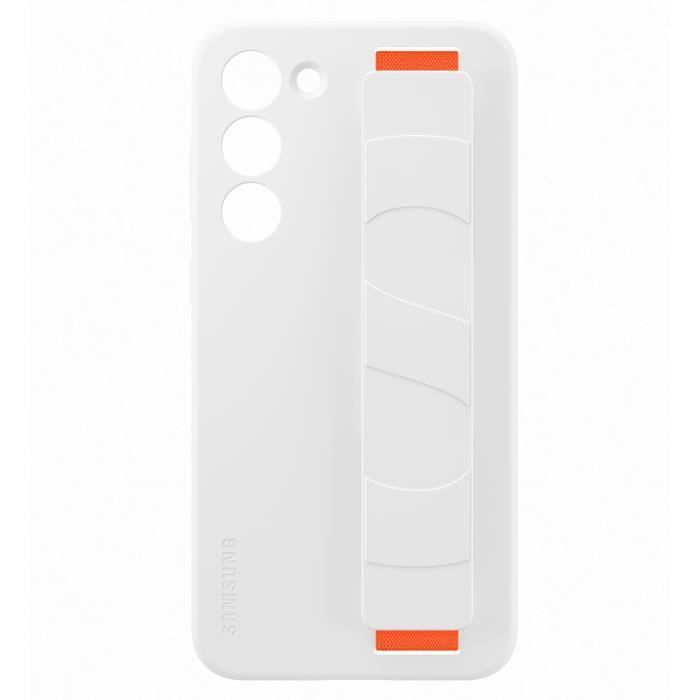 Coque et étui téléphone mobile Samsung Coque Silicone avec lanière S23+ Blanc