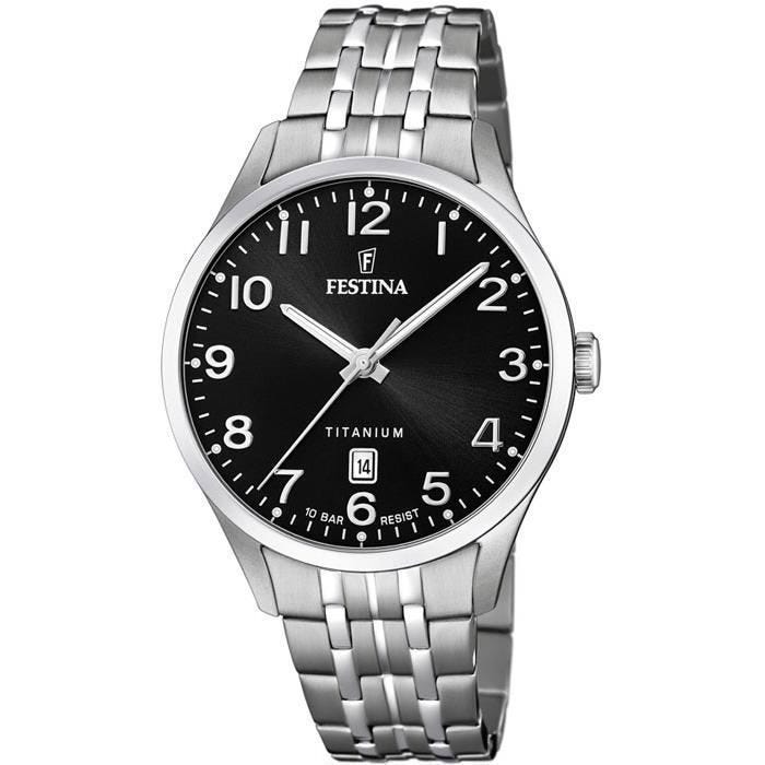 Montre - Festina - 20466 - Titane - Étanchéité 10 bars - Cadran noir avec chiffres arabes