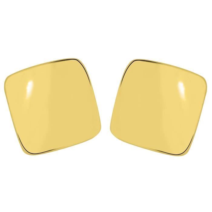Boucles d'Oreilles femme - BRILLAXIS - Boucles d'oreilles carrées or jaune 9 carats - Couleur de la matière:Jaune