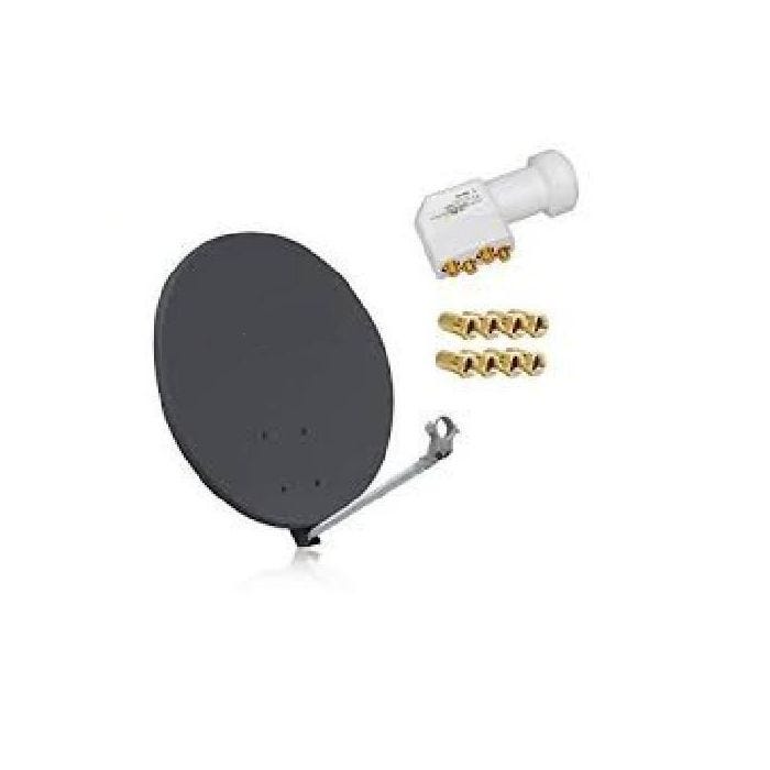 Parabole Satellite - HDME - 70CM - Fibre Composite - Gris anthracite - LNB QUAD 0,1DB