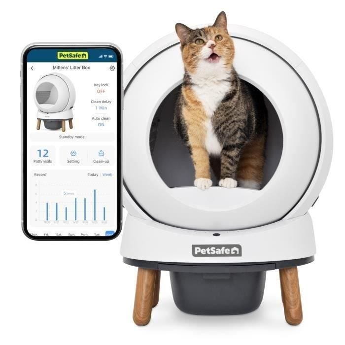 Litière autonettoyante - PETSAFE - SMART SPIN - Connecté - Blanc