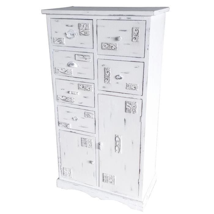 Caisson à tiroirs bois blanc usé - Marque - Modèle - Couleur principale: Blanc