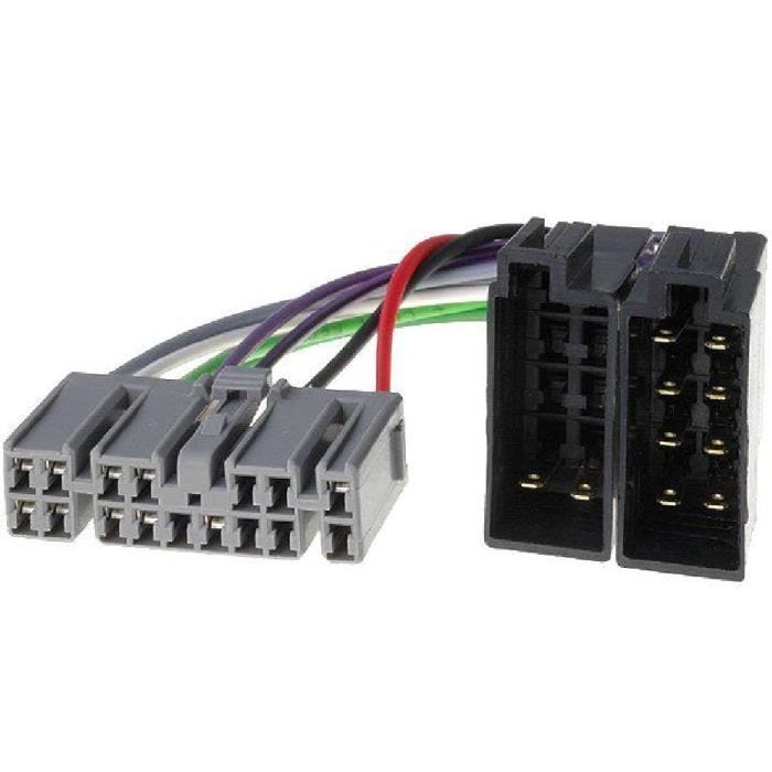 Fiche Autoradio 16PIN - Toyota - Land Cruiser 120 - Connecteur ISO - Noir - 2002