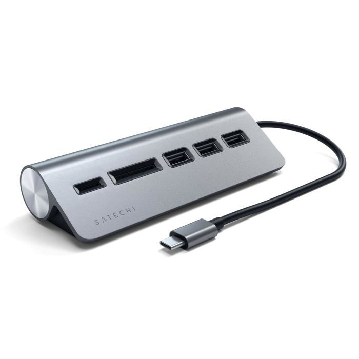 Lecteur de carte externe Type C avec Hub USB 3.0 Satechi - gris - TU