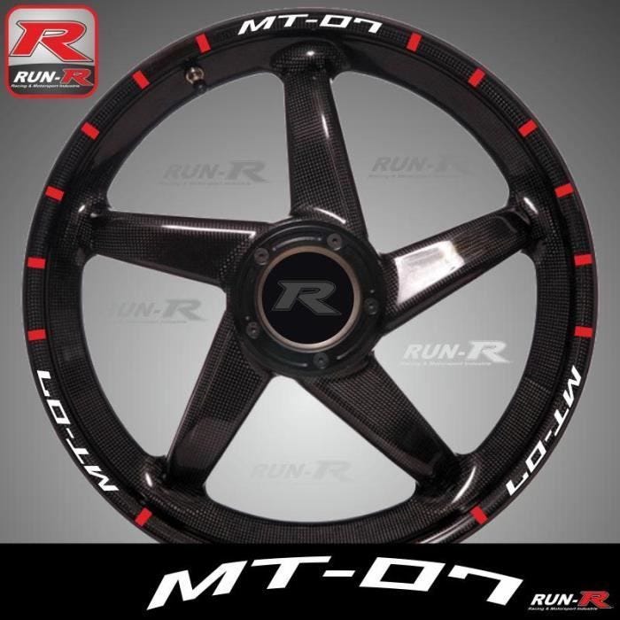 Stickers de jantes pour Yamaha MT-07 - Logo blanc et liserés rouges