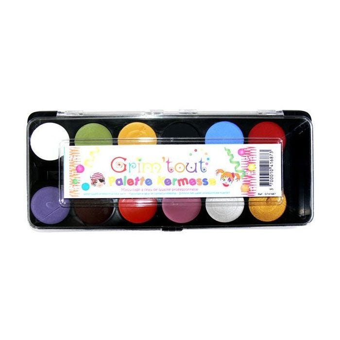 Maquillage - Palette - 12 couleurs : Kermesse - GRIM TOUT - Norme CE