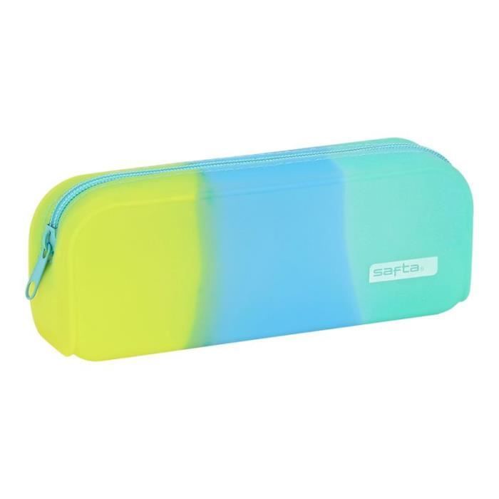 Trousse d'écolier - Safta - Bleu Vert Jaune - Silicone - 18.5 x 7.5 x 5.5 cm - Zippée