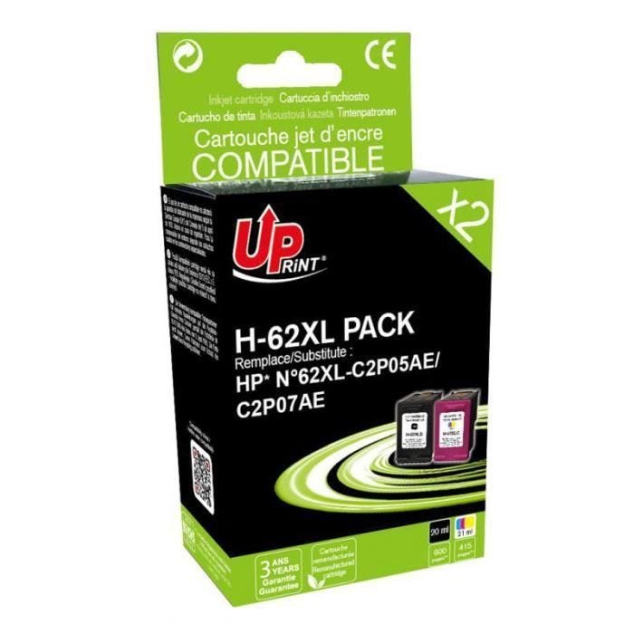 UP NEW HJ62XLUPP2 UP-H-62XL-PACK 2 HP C2P05AE/C2P07AE-N°62XL-BK+CL-REMA - 3584770903879