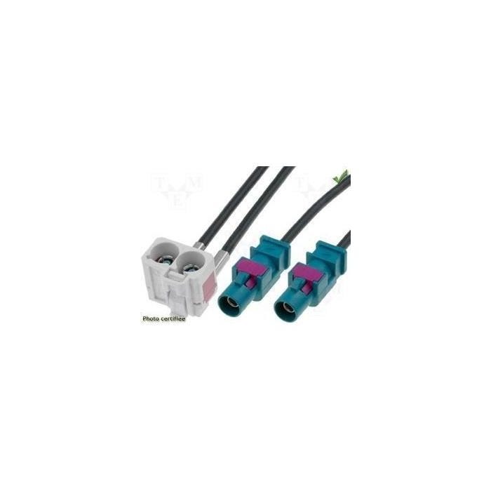 ADAPTATEUR D ANTENNE DOUBLE FAKRA FEMELLE COUDE VERS 2 FAKRA MALE