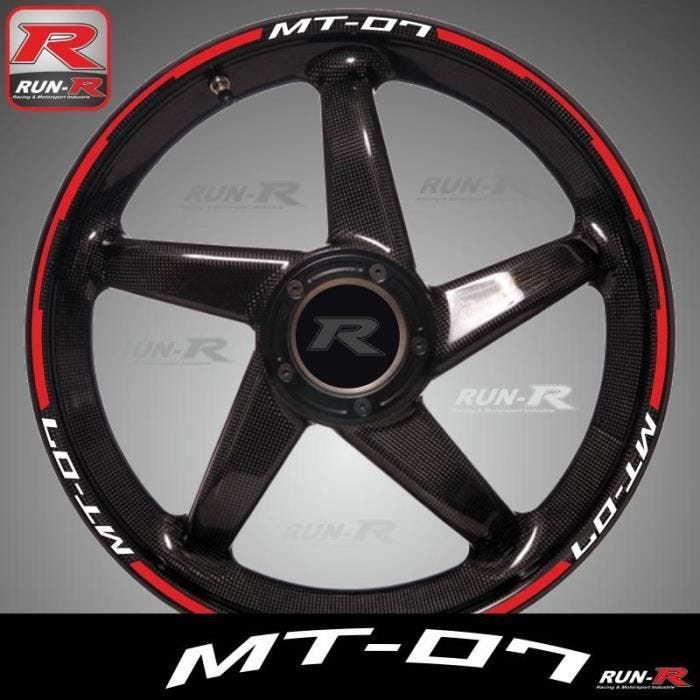 Stickers de jantes Yamaha MT-07 blanc/rouge - pack complet pour 2 roues