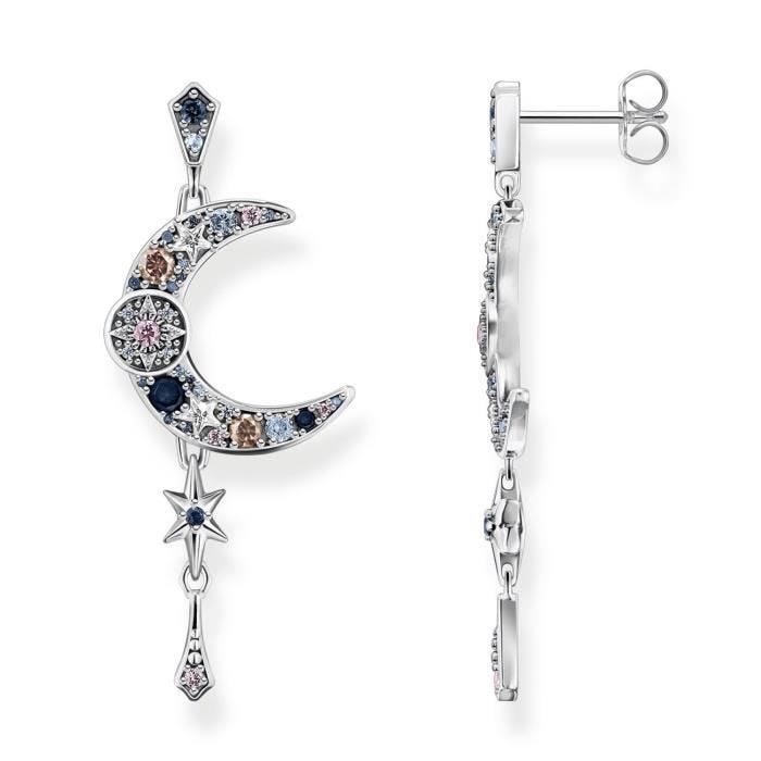 Boucles d'Oreilles femme - THOMAS SABO - Boucles d'oreilles Thomas Sabo Royalty Lune argent - Couleur de la matière:Blanc