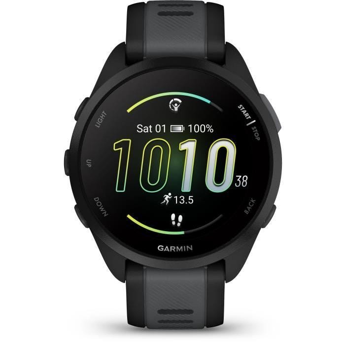 Montre GPS connectée - GARMIN - Forerunner 165 - 1,2" - Noir avec bracelet Noir et Gris