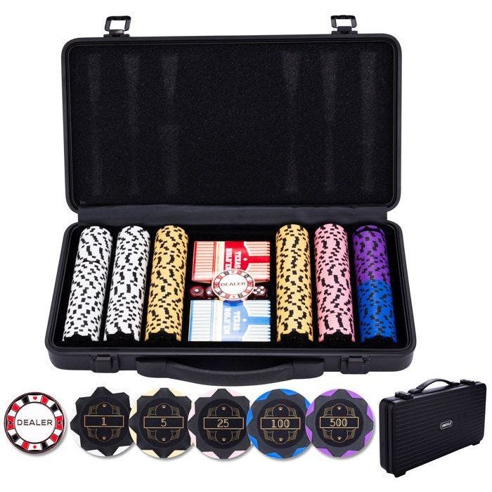 Set de poker - Mallette en métal - 300 jetons 14g numérotés - Accessoires inclus - Pratique - Élégant