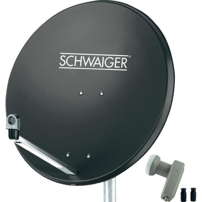 Système SAT - SCHWAIGER - Parabole 80 cm+ Twin LNB - Gris - Anthracite