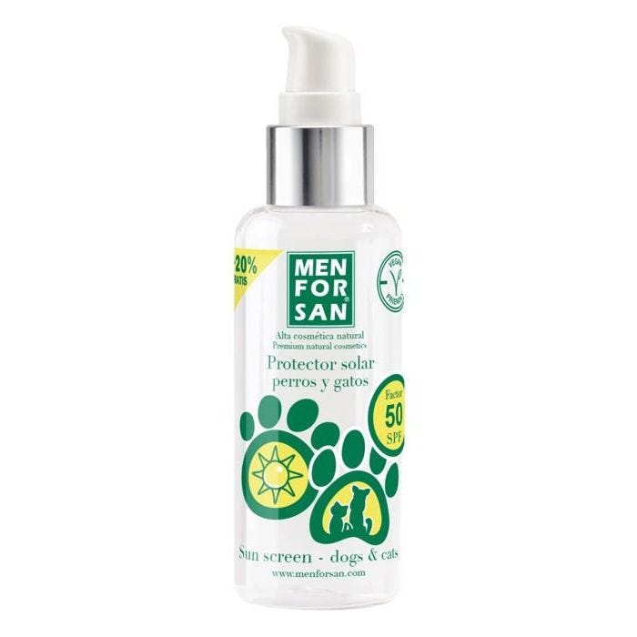 Menforsan Creme Solaire Facteur 50 pour Chiens et Chats 60ml, Protege la Peau des Rayons UVA et UVB, Resistant a l'eau