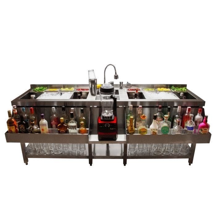 Station Double Professionelle Bar Cocktails HORECA 197cmx78 cm Acier Inoxydable