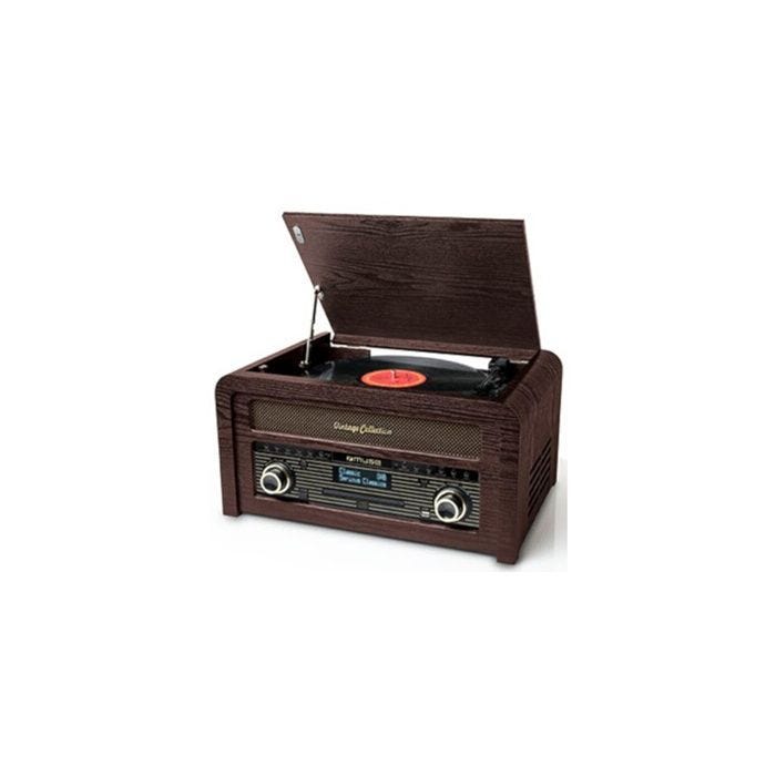 Micro-système CD - Muse - MT-115 - Vintage - Bois - Platine vinyle DAB+