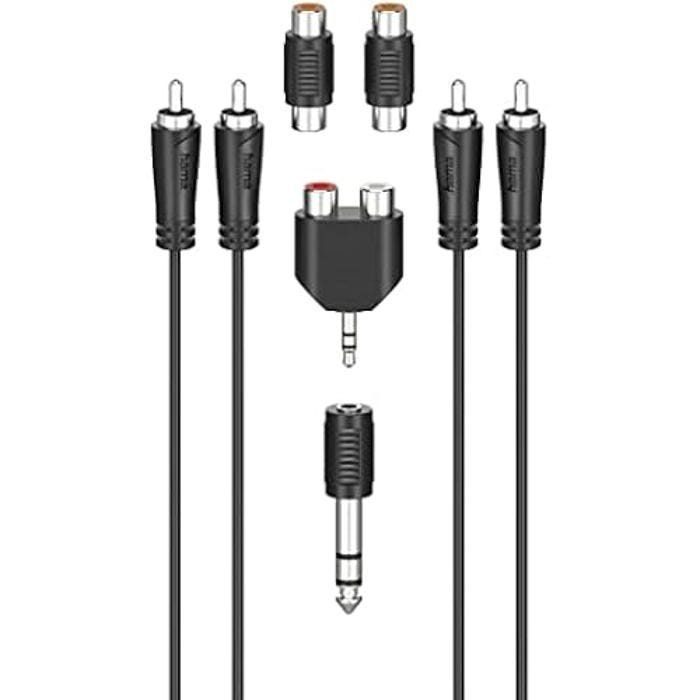 Câble audio RCA - HAMA - 2,5 m - 2 fiches RCA mâles - Adaptateurs inclus - Qualité audio supérieure