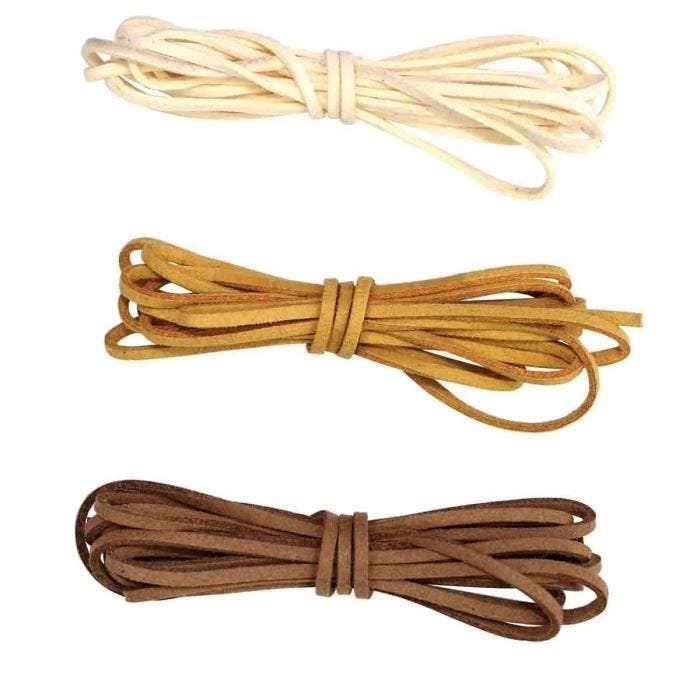 Lacets plats - MÉGACRÉA - Écru Ocre Brun Clair - 3 mm - 2 m - Mixte