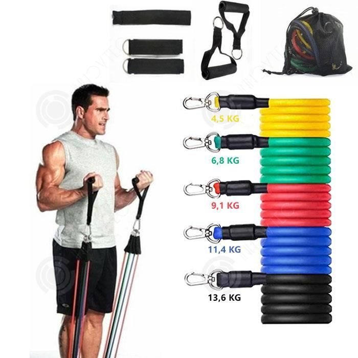 INN® Bande de force musculation Set 11 pcs Elastique de fitness Sport pour hommes et femmes Bandes de résistance gym exercices physi