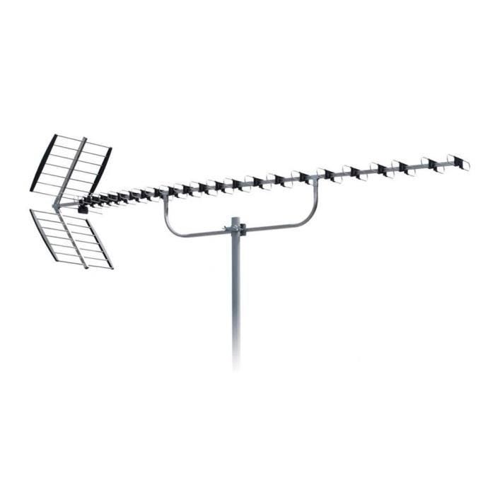 Antenne TV TNT Extérieure - HD4K - 92 éléments - Filtre Passif 4G LTE 5G NR 700/800Mhz - Puissante DVB-T DVB-T2