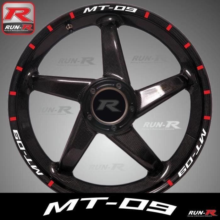 Stickers de jantes Yamaha MT-09 blanc/rouge - pack complet pour 2 roues
