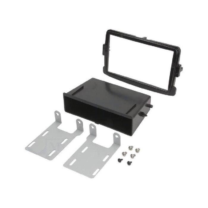 Facade autoradio 1DIN - ADNAUTO - Dacia Logan/Duster/Opel Vivaro/Renault Trafic - Noir Brillant - Vide-poche