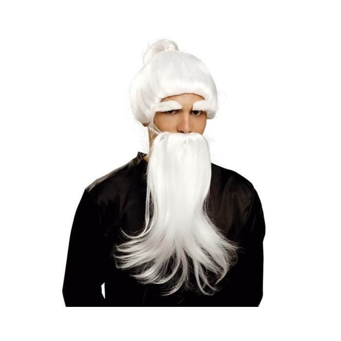 Perruque et barbe blanches - Fu Man Chu - Accessoire de déguisement oriental pour homme