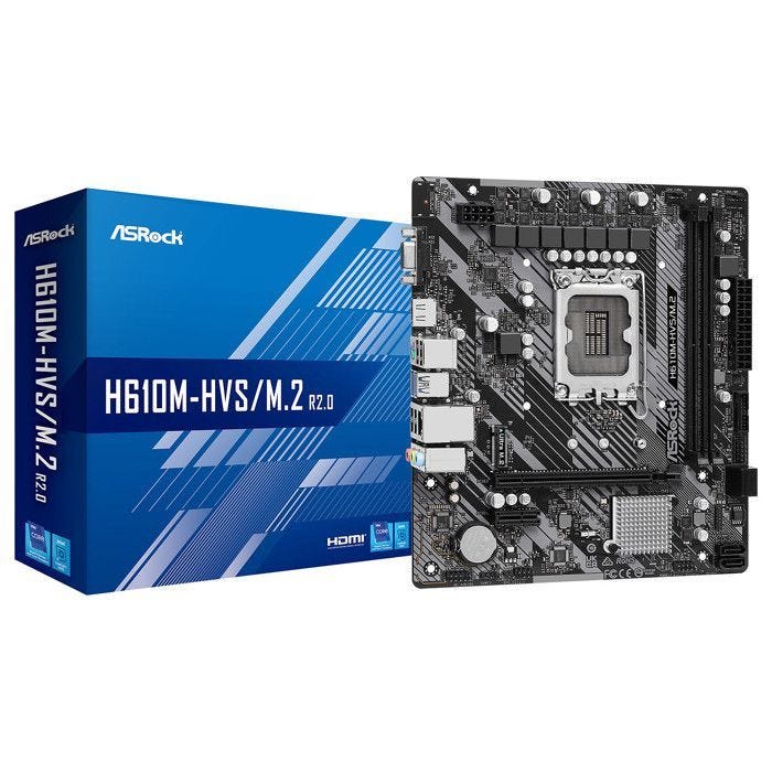 Carte mère - Asrock - H610M-HVS/M.2 R2.0 - HDMI 2.1 - Gigabit Ethernet - 4096x2160 pixels