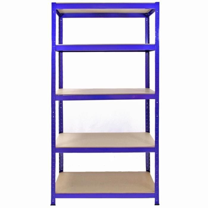 Monster Racking 5 Rayonnages T-Rax en Acier Sans Boulons Bleus 90cm x 45cm x 180cm Capacité 4200KG - Rangement Garage, Entrepôt At
