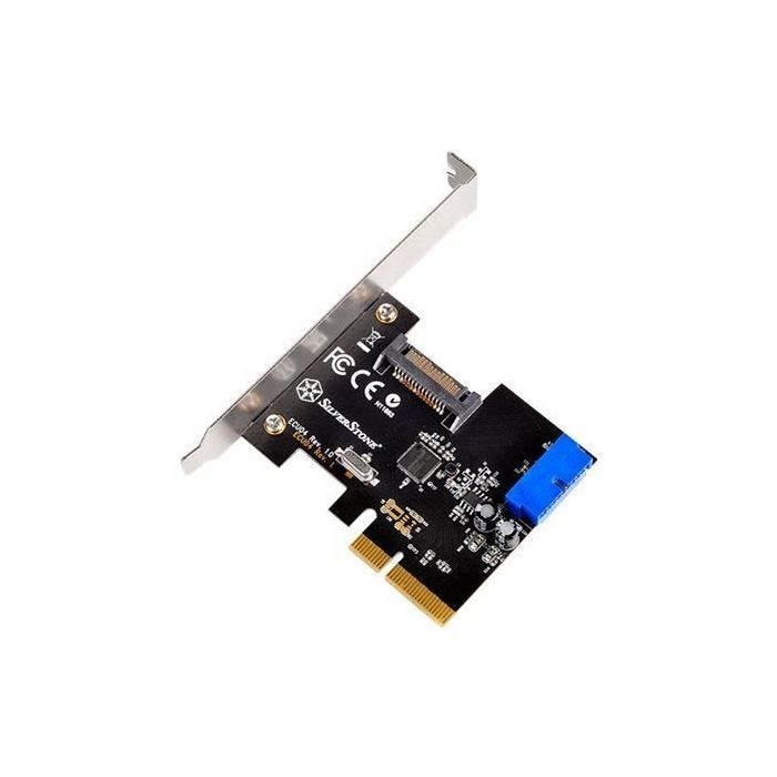 SilverStone SST-ECU04-E - SuperSpeed 1x USB 3.1 Carte PCI-E Express interne Gen 2.0 2x, 10 Gbps, support profile bas, puces ReDri...
