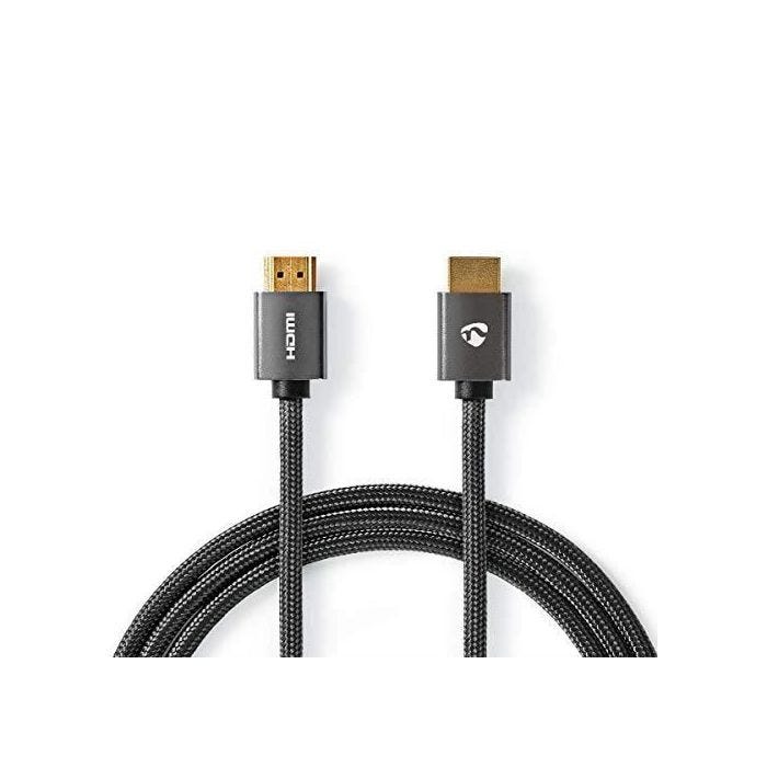 Nedis Câble HDMI Haute Vitesse avec Ethernet Connecteur HDMI? vers Connecteur HDMI? Gris Métal Câble Tressé