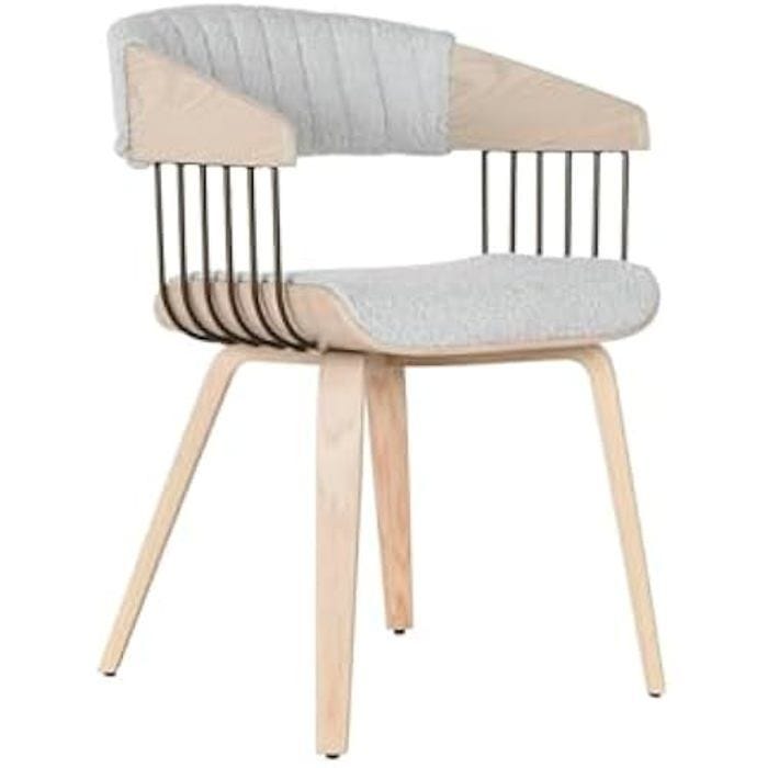 Chaise de Salle à Manger - HOME ESPRIT - Gris - Polyester - Bois - 1 place - Design Contemporain