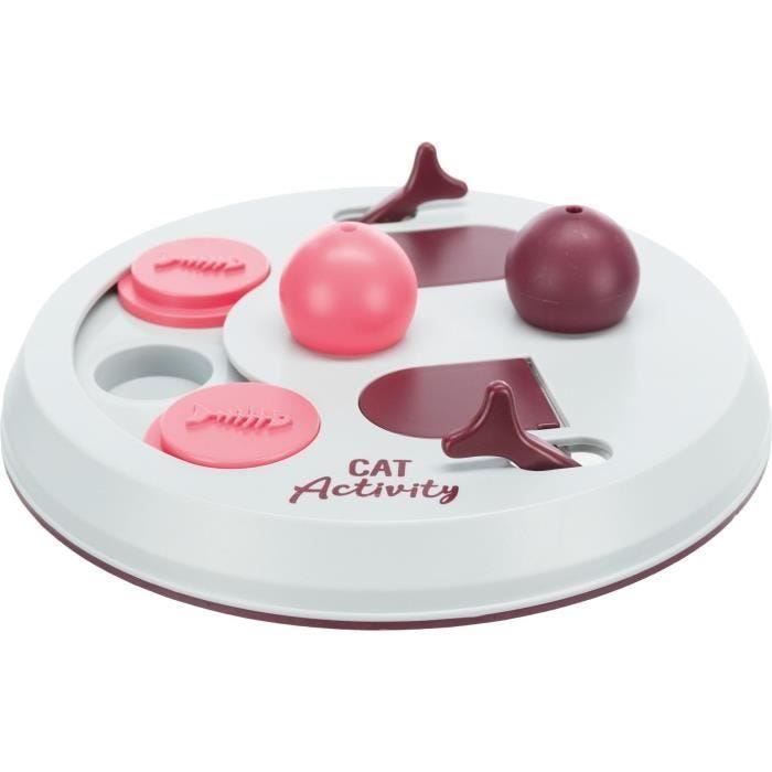 Jeu d'activité pour chat - TRIXIE - Flip Board - ø 23 cm - Gris clair / Sauge / Vieux rose