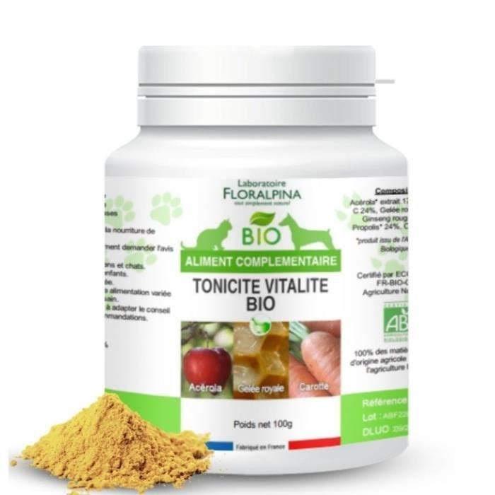 Complément Alimentaire - Complexe Vitalité et Tonici - Chien - 100% Naturel - Goût Carotte - Bio