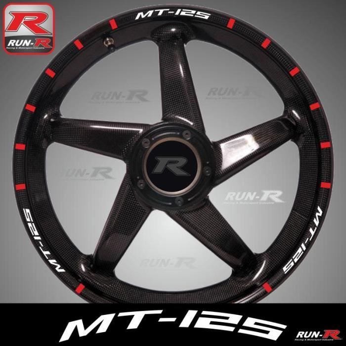 Stickers de jantes Yamaha MT-125 blanc/rouge - pack complet pour 2 roues