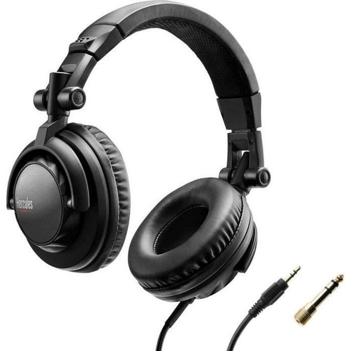 HERCULES HDP DJ45 - Casque DJ à haute performance - Pliable - Ecouteurs pivotants - Câble de 2m - Impédance 60 ohms - Noir