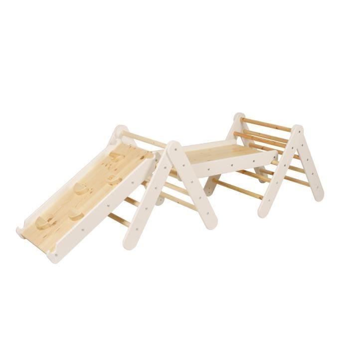 Structure de jeu - Meowbaby - Deux échelles avec toboggans et murs d'escalade - Blanc - Mixte - Enfant