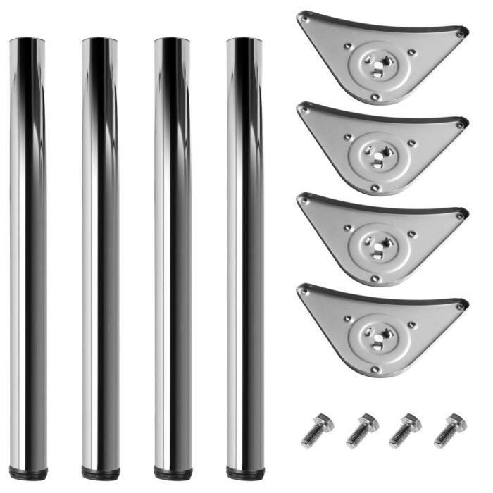 UNI Pied de Table Acier Inoxydable Lot de 4 Support de Table Hauteur 72,5cm Argent