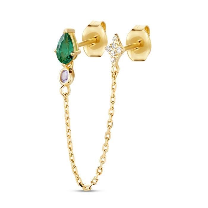 Boucles d'oreilles - AGATHA - Astral - Argent doré - Oxyde de zirconium - Chaîne