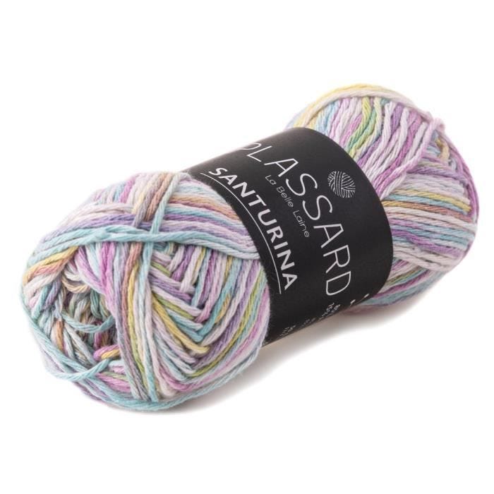 Fil crochet et tricot - PLASSARD - Santurina Vert Pale 70 - Coton et Polyester - Aiguille N°4 - 1 pelote