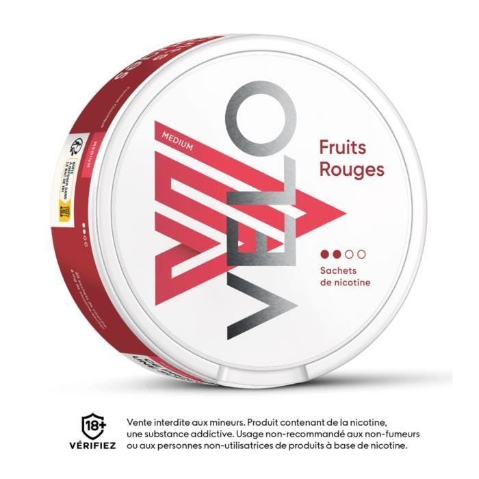 1 Boîte de 20 sachet de nicotine Fruits Rouges 6 mg VELO