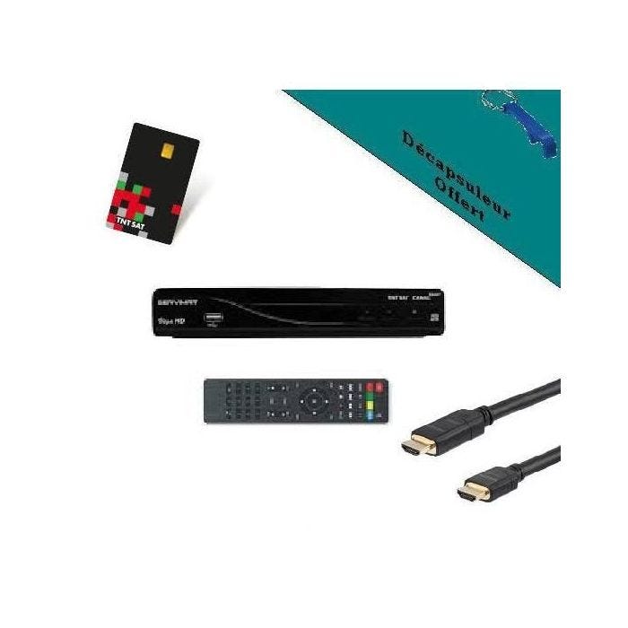 SERVIMAT Récepteur TV satellite HD ME+ Carte d'accès TNTSAT V6 + Câble HDMI