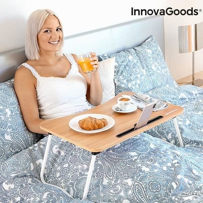 Table d'appoint pliante multi-usage InnovaGoods - Métal - Blanc - Contemporain - Design